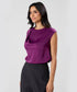 Side Detailed Satin Top-Purple